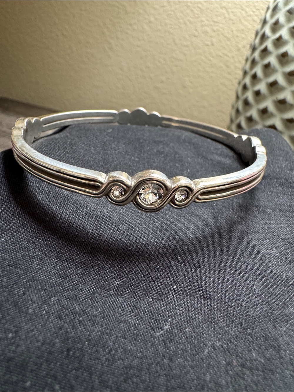 Brighton Silver-Tone Bangle with Clear Crystals